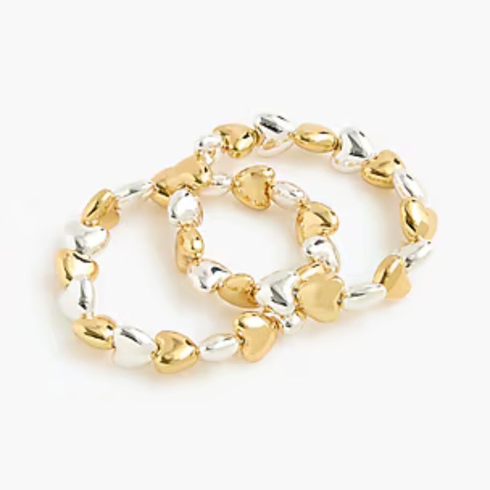 J. Crew Mixed-Metal Hearts Bracelets - NEW WITH TAGS